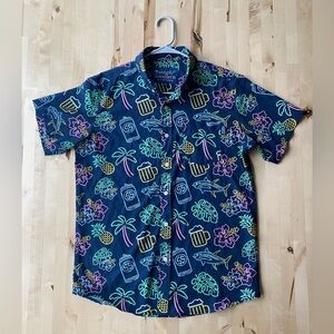 Simply Southern Men’s Short Sleeve Neon Lights Navy Base Beer Beach Summer Small